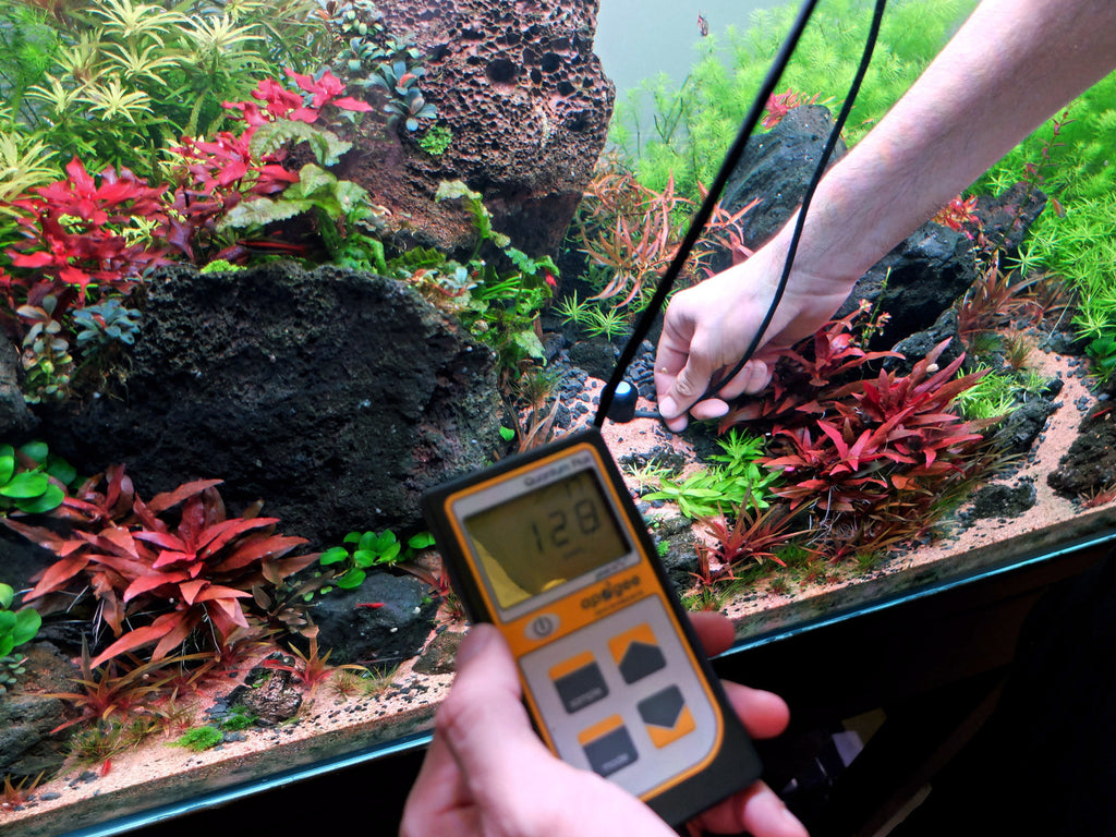 How do I know if my aquarium plants are getting enough light? Using PAR is a good measure to understand if there are too much or too little light for the aquarium plants. Using a PAR meter shows that this tank has 128 umols of PAR at that point on the substrate. Areas that are shaded will measure lower values.